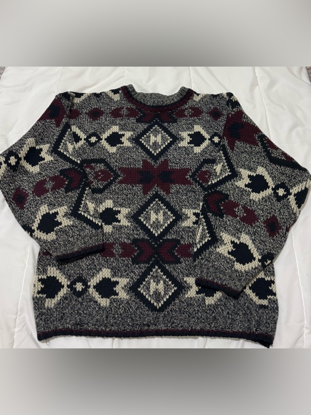 Men's Vintage 1980’s Aztec Geometric Patterned Sweater